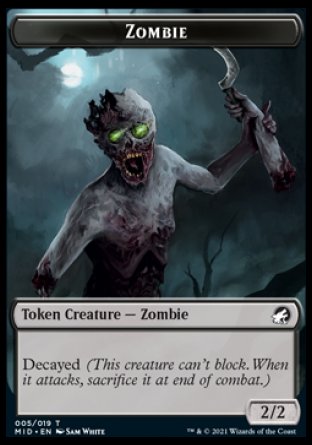 Zombie (005) // Beast (008) Double-Sided Token [Innistrad: Midnight Hunt Tokens] | Clutch Gaming