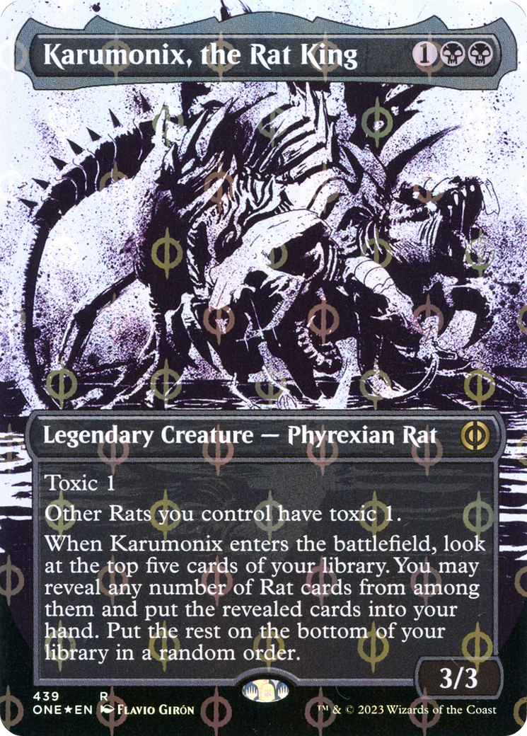 Karumonix, the Rat King (Borderless Ichor Step-and-Compleat Foil) [Phyrexia: All Will Be One] | Clutch Gaming