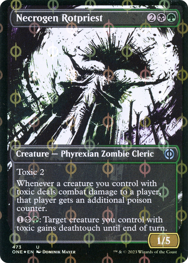 Necrogen Rotpriest (Borderless Ichor Step-and-Compleat Foil) [Phyrexia: All Will Be One] | Clutch Gaming