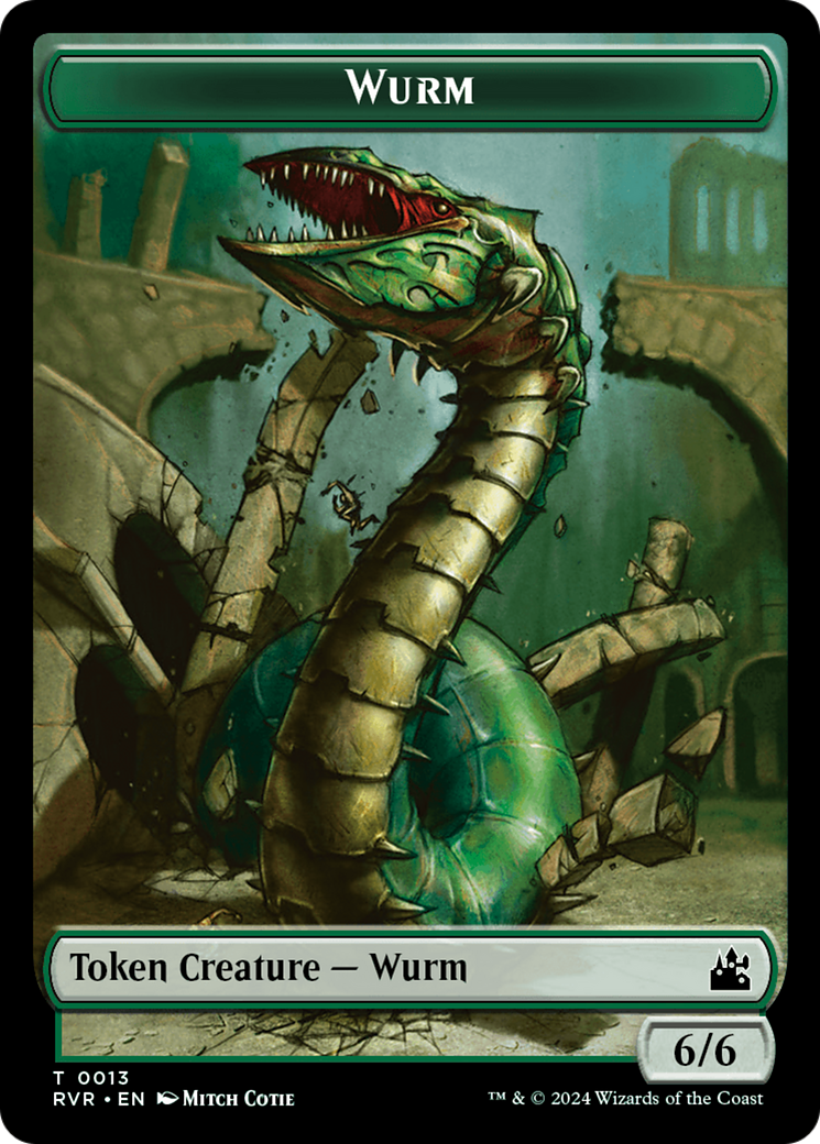 Elf Knight // Wurm Double-Sided Token [Ravnica Remastered Tokens] | Clutch Gaming