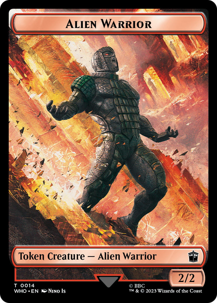 Soldier // Alien Warrior Double-Sided Token [Doctor Who Tokens] | Clutch Gaming