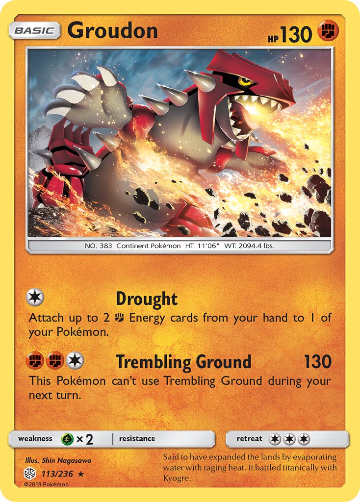 Groudon (113/236) (Cracked Ice Holo) (Theme Deck Exclusive) [Sun & Moon: Cosmic Eclipse] | Clutch Gaming