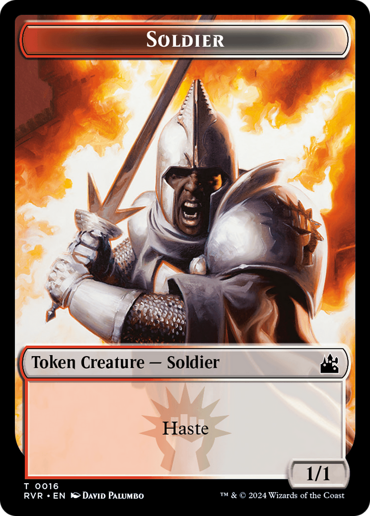 Elf Knight // Soldier Double-Sided Token [Ravnica Remastered Tokens] | Clutch Gaming