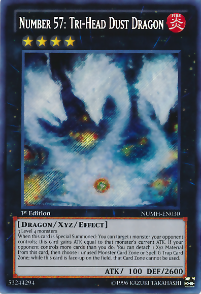 Number 57: Tri-Head Dust Dragon [NUMH-EN030] Secret Rare | Clutch Gaming