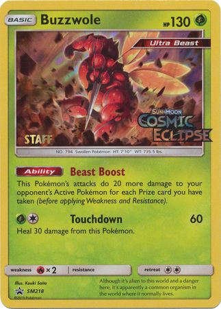 Buzzwole (SM218) (Staff Prerelease Promo) [Sun & Moon: Black Star Promos] | Clutch Gaming