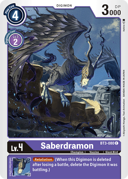 Saberdramon [BT3-080] [Release Special Booster Ver.1.5] | Clutch Gaming