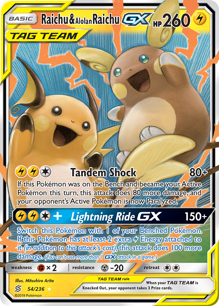 Raichu & Alolan Raichu GX (54/236) [Sun & Moon: Unified Minds] | Clutch Gaming