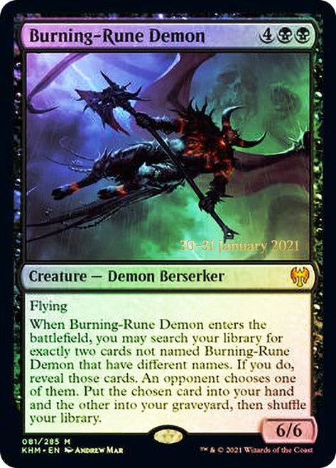 Burning-Rune Demon [Kaldheim Prerelease Promos] | Clutch Gaming