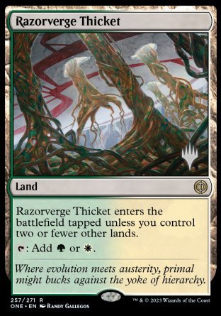 Razorverge Thicket (Promo Pack) [Phyrexia: All Will Be One Promos] | Clutch Gaming