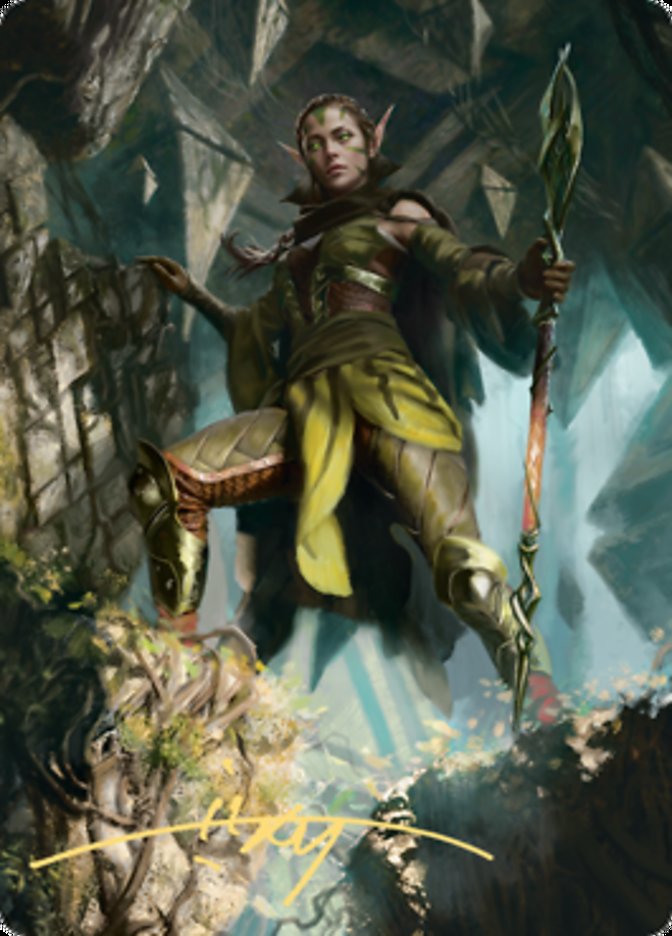 Nissa of Shadowed Boughs 1 Art Card (Gold-Stamped Signature) [Zendikar Rising Art Series] | Clutch Gaming