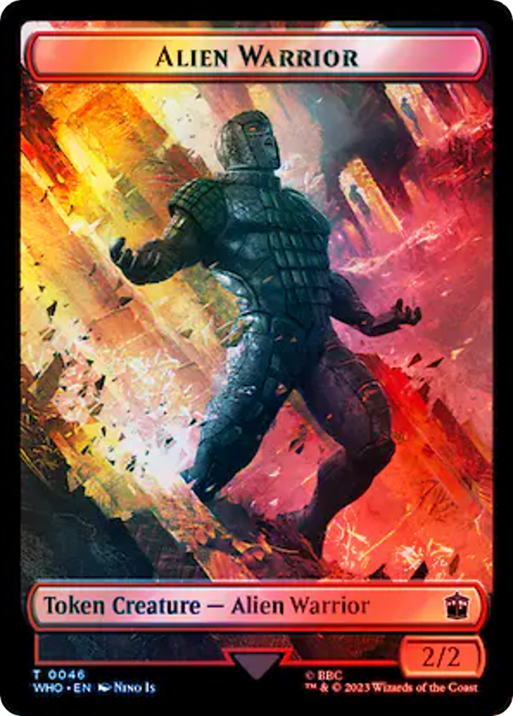 Copy // Alien Warrior Double-Sided Token (Surge Foil) [Doctor Who Tokens] | Clutch Gaming