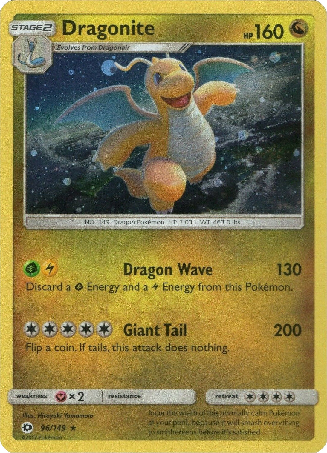 Dragonite (96/149) (Cosmos Holo) [Sun & Moon: Base Set] | Clutch Gaming