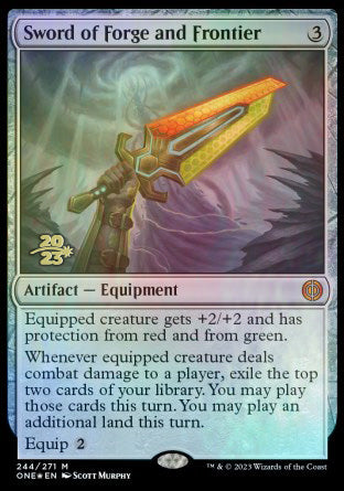 Sword of Forge and Frontier [Phyrexia: All Will Be One Prerelease Promos] | Clutch Gaming