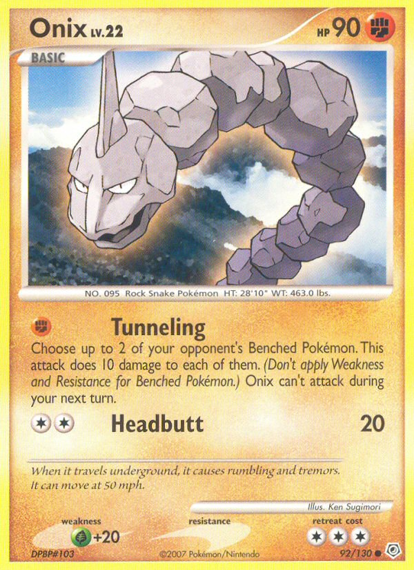 Onix (92/130) [Diamond & Pearl: Base Set] | Clutch Gaming