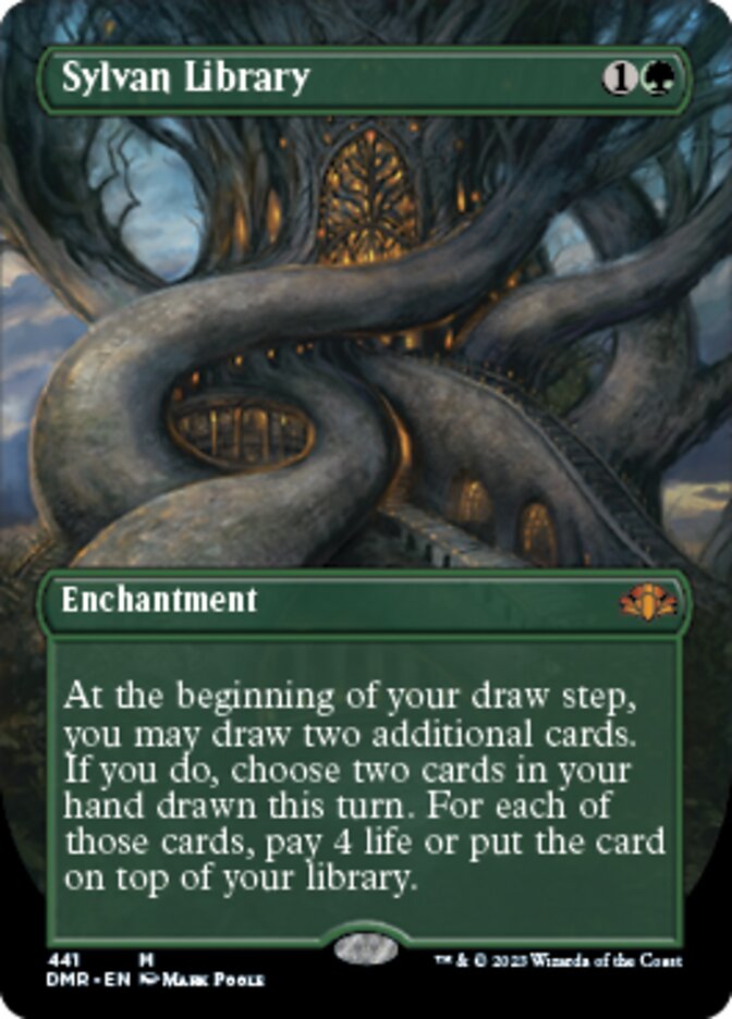 Sylvan Library (Borderless Alternate Art) [Dominaria Remastered] | Clutch Gaming