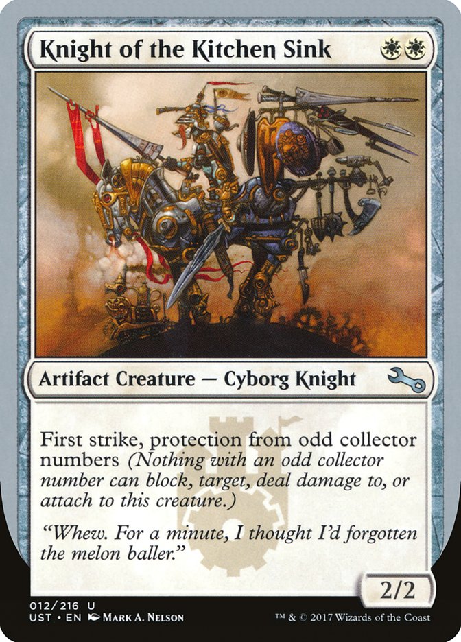 Knight of the Kitchen Sink ("protection from odd collector numbers") [Unstable] | Clutch Gaming