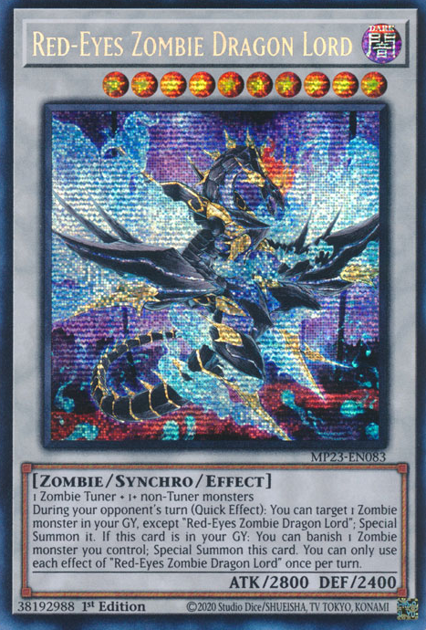 Red-Eyes Zombie Dragon Lord [MP23-EN083] Prismatic Secret Rare | Clutch Gaming