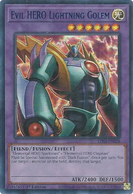 Evil HERO Lightning Golem (Blue) [LDS3-EN028] Ultra Rare | Clutch Gaming