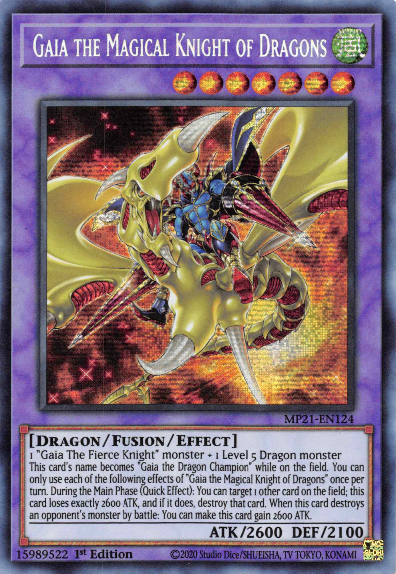 Gaia the Magical Knight of Dragons [MP21-EN124] Prismatic Secret Rare | Clutch Gaming