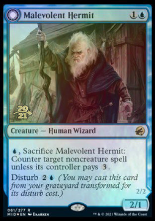 Malevolent Hermit // Benevolent Geist [Innistrad: Midnight Hunt Prerelease Promos] | Clutch Gaming