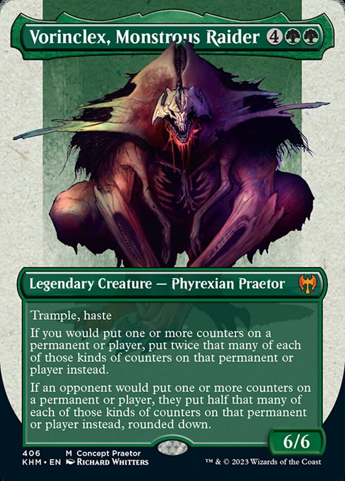 Vorinclex, Monstrous Raider (Borderless Concept Praetors) [Phyrexia: All Will Be One] | Clutch Gaming