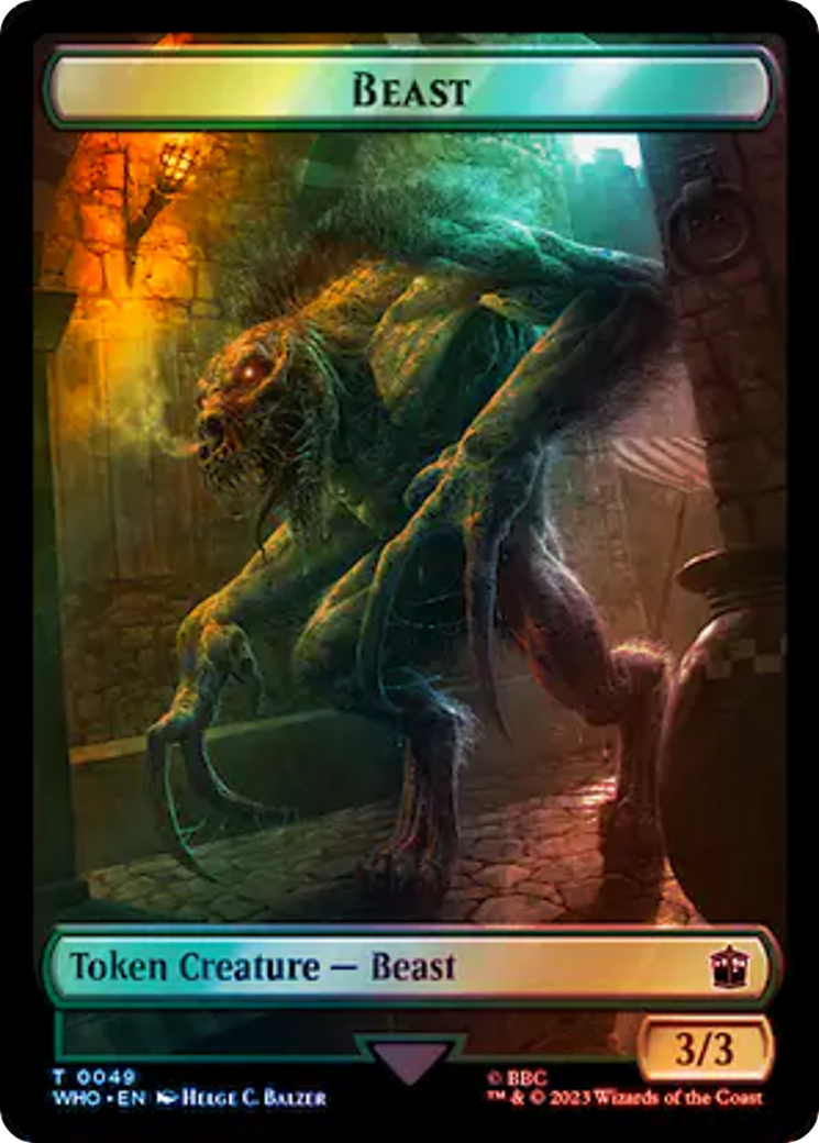 Soldier // Beast Double-Sided Token (Surge Foil) [Doctor Who Tokens] | Clutch Gaming