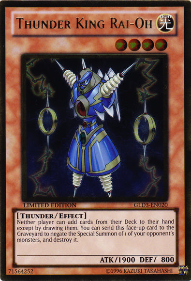 Thunder King Rai-Oh [GLD3-EN020] Gold Rare | Clutch Gaming