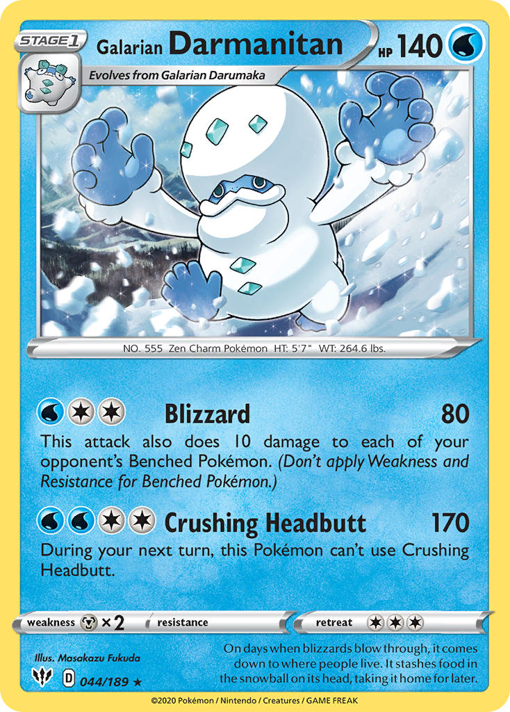 Galarian Darmanitan (044/189) (Cracked Ice Holo) (Theme Deck Exclusive) [Sword & Shield: Darkness Ablaze] | Clutch Gaming