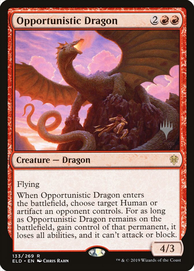 Opportunistic Dragon (Promo Pack) [Throne of Eldraine Promos] | Clutch Gaming