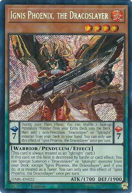 Ignis Phoenix, the Dracoslayer [DABL-EN022] Secret Rare | Clutch Gaming