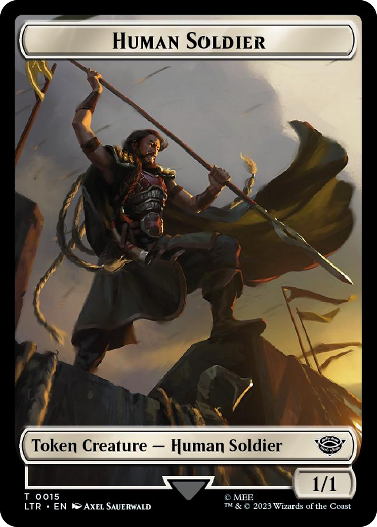 Human Soldier (0015) // Food (0023) Double-Sided Token (Surge Foil) [The Lord of the Rings: Tales of Middle-Earth Tokens] | Clutch Gaming