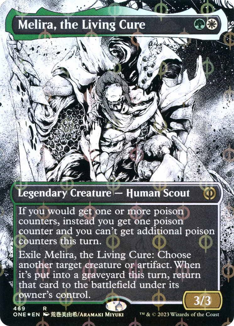 Melira, the Living Cure (Borderless Manga Step-and-Compleat Foil) [Phyrexia: All Will Be One] | Clutch Gaming