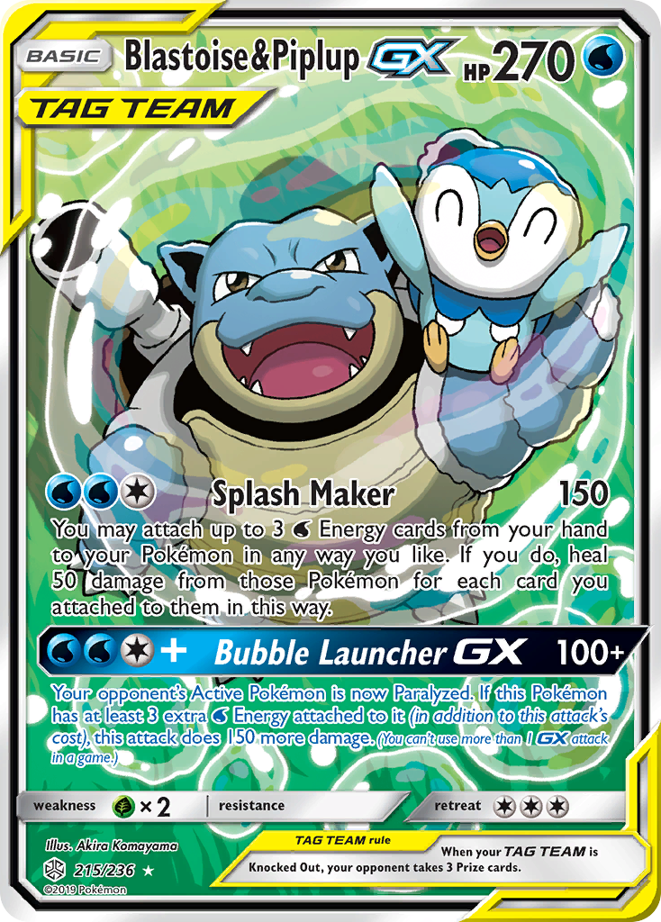 Blastoise & Piplup GX (215/236) [Sun & Moon: Cosmic Eclipse] | Clutch Gaming