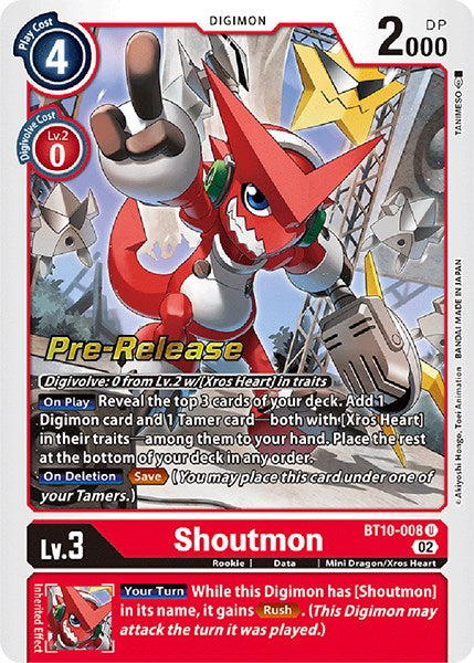 Shoutmon [BT10-008] [Xros Encounter Pre-Release Cards] | Clutch Gaming