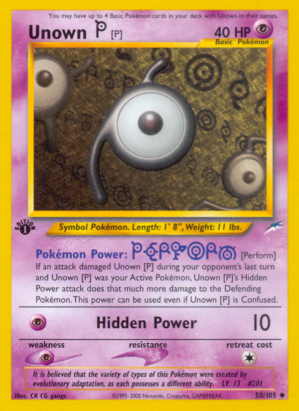 Unown [P] (58/105) [Neo Destiny 1st Edition] | Clutch Gaming