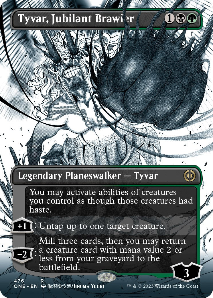 Tyvar, Jubilant Brawler (Borderless Manga Step-and-Compleat Foil) [Phyrexia: All Will Be One] | Clutch Gaming