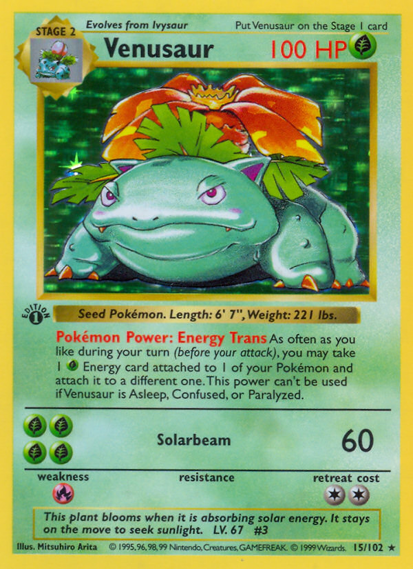 Venusaur (15/102) (Shadowless) [Base Set 1st Edition] | Clutch Gaming