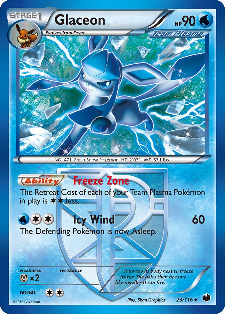 Glaceon (23/116) (Theme Deck Exclusive) [Black & White: Plasma Freeze] | Clutch Gaming