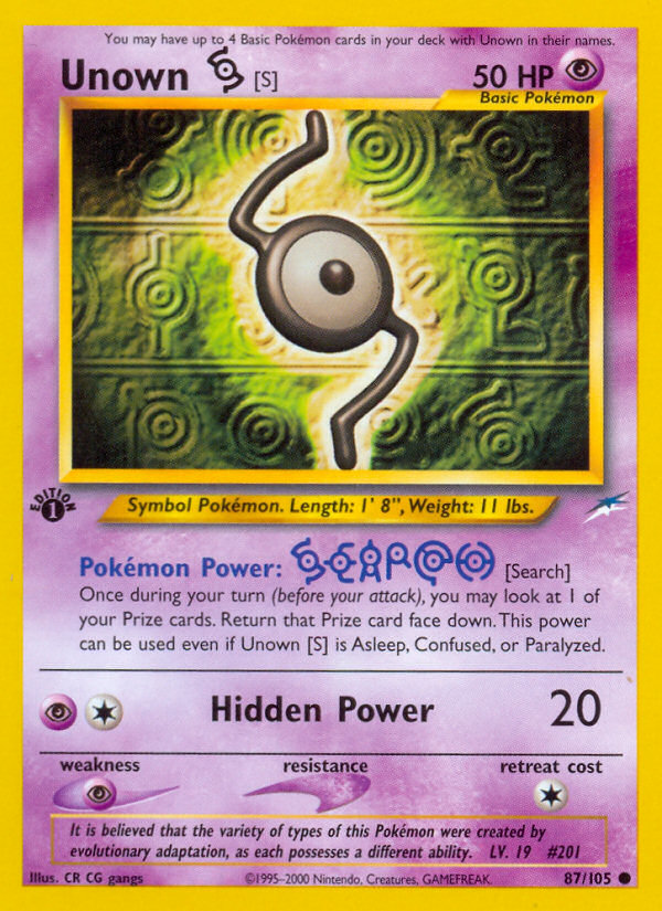 Unown [S] (87/105) [Neo Destiny 1st Edition] | Clutch Gaming