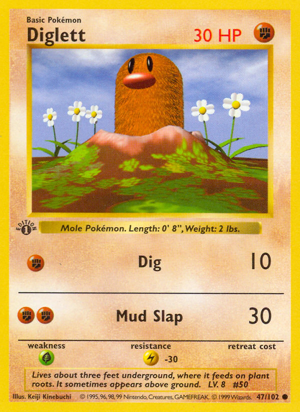 Diglett (47/102) (Shadowless) [Base Set 1st Edition] | Clutch Gaming