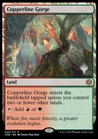 Copperline Gorge (Promo Pack) [Phyrexia: All Will Be One Promos] | Clutch Gaming