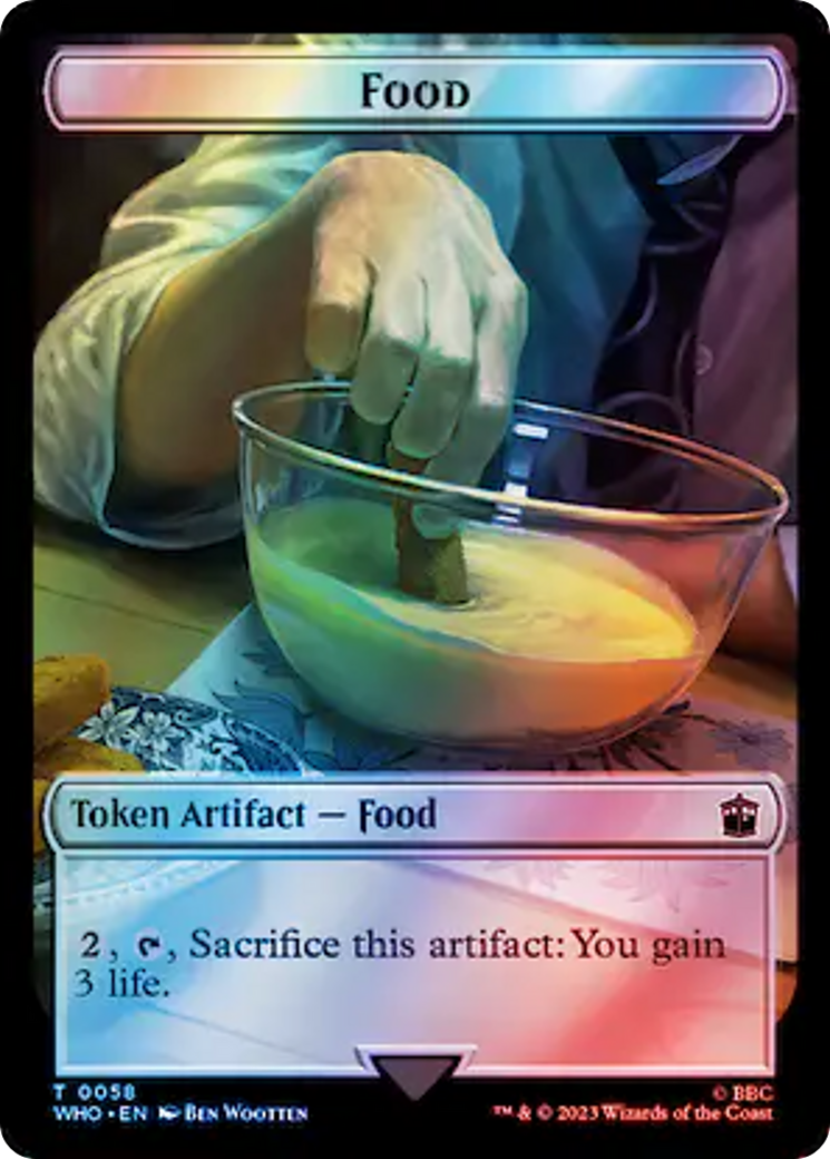 Warrior // Food (0058) Double-Sided Token (Surge Foil) [Doctor Who Tokens] | Clutch Gaming