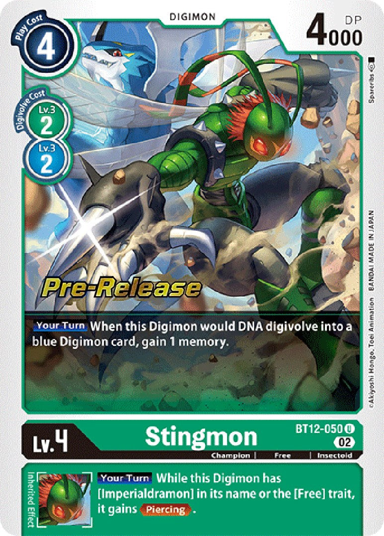 Stingmon [BT12-050] [Across Time Pre-Release Cards] | Clutch Gaming