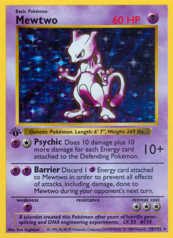 Mewtwo (10/102) (Shadowless) [Base Set 1st Edition] | Clutch Gaming