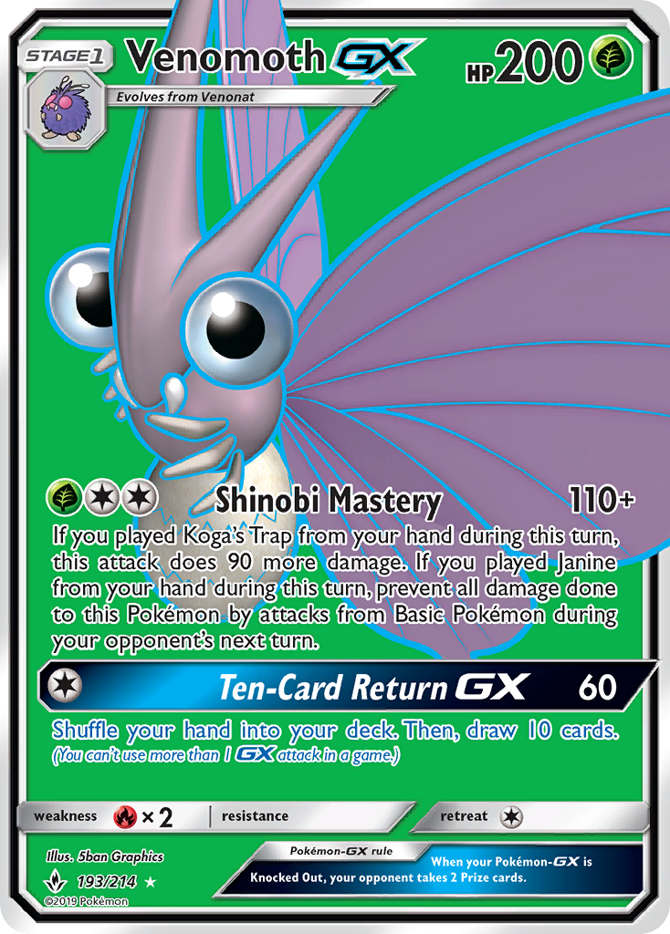 Venomoth GX (193/214) [Sun & Moon: Unbroken Bonds] | Clutch Gaming