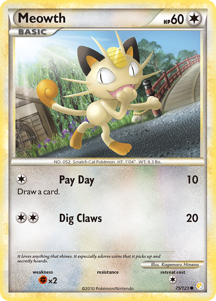 Meowth (75/123) [HeartGold & SoulSilver: Base Set] | Clutch Gaming