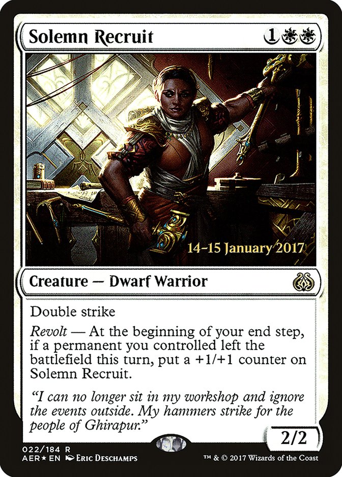 Solemn Recruit [Aether Revolt Prerelease Promos] | Clutch Gaming