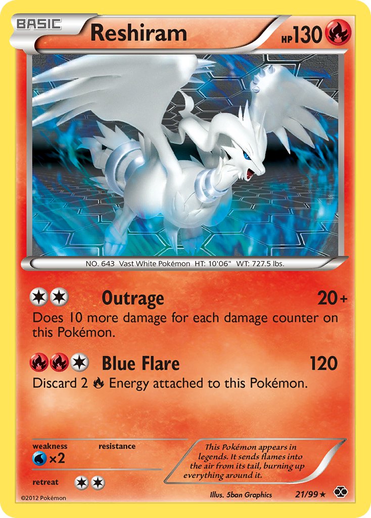 Reshiram (21/99) (Theme Deck Exclusive) [Black & White: Next Destinies] | Clutch Gaming