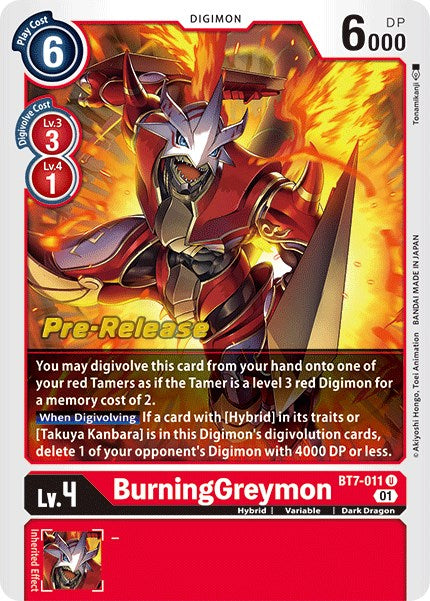 BurningGreymon [BT7-011] [Next Adventure Pre-Release Cards] | Clutch Gaming