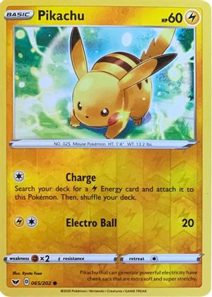 Pikachu (065/202) (Reverse Cosmos Holo) [Sword & Shield: Base Set] | Clutch Gaming